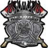 
	Fire Fighter Retired Maltese Cross Flaming Axe Decal Reflective in Diamond Plate
