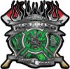 
	Fire Fighter Retired Maltese Cross Flaming Axe Decal Reflective in Inferno Green Flames
