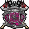 
	Fire Fighter Retired Maltese Cross Flaming Axe Decal Reflective in Inferno Pink Flames
