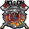 
	Fire Fighter Wife Maltese Cross Flaming Axe Decal Reflective in Real Fire

