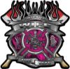 
	Fire Fighter Wife Maltese Cross Flaming Axe Decal Reflective in Inferno Pink Flames
