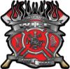 
	Fire Fighter Wife Maltese Cross Flaming Axe Decal Reflective in Red
