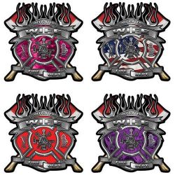 Firefighters Wife Decals with Maltese Cross and Axes