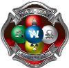 
	Hazmat Hazardous Materials Response Team Fire Fighter Decal with Maltese Cross in Reflective Red

