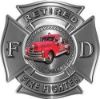 Retired Firefighter Decal with Antique Fire Truck in Silver