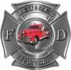 Retired Lieutenant Firefighter Decal with Antique Fire Truck in Silver