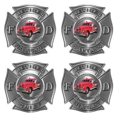 Retired Firefighter Decals with Antique Fire Truck