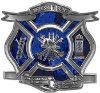 
	The Desire To Serve Firefighter Maltese Cross Reflective Decal with Blue Inferno Flames
