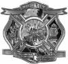 
	The Desire To Serve Firefighter Maltese Cross Reflective Decal with Gray Inferno Flames
