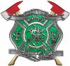 
	The Desire To Serve Twin Fire Axe Firefighter Maltese Cross Reflective Decal in Green Diamond Plate
