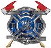 
	The Desire To Serve Twin Fire Axe Firefighter Maltese Cross Reflective Decal with Blue Inferno Flames
