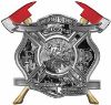 
	The Desire To Serve Twin Fire Axe Firefighter Maltese Cross Reflective Decal with Gray Inferno Flames
