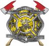 
	The Desire To Serve Twin Fire Axe Firefighter Maltese Cross Reflective Decal with Yellow Inferno Flames
