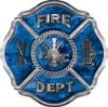 
	Traditional Fire Department Fire Fighter Maltese Cross Sticker / Decal in Blue Camouflage 
