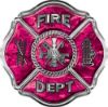 
	Traditional Fire Department Fire Fighter Maltese Cross Sticker / Decal in Pink Camouflage 
