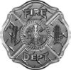
	Traditional Fire Department Fire Fighter Maltese Cross Sticker / Decal in Diamond Plate

