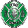 
	Traditional Fire Department Fire Fighter Maltese Cross Sticker / Decal in Green
