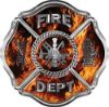 
	Traditional Fire Department Fire Fighter Maltese Cross Sticker / Decal in Inferno Flames
