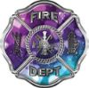 
	Traditional Fire Department Fire Fighter Maltese Cross Sticker / Decal with Hearts
