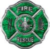 
	Traditional Fire Rescue Fire Fighter Maltese Cross Sticker / Decal in Green Camouflage
