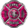 
	Traditional Fire Rescue Fire Fighter Maltese Cross Sticker / Decal in Pink Camouflage
