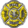 
	Traditional Fire Rescue Fire Fighter Maltese Cross Sticker / Decal in Yellow Camouflage
