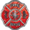 
	Traditional Fire Rescue Fire Fighter Maltese Cross Sticker / Decal in Red Diamond Plate

