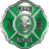 
	Traditional Fire Rescue Fire Fighter Maltese Cross Sticker / Decal in Green
