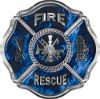 
	Traditional Fire Rescue Fire Fighter Maltese Cross Sticker / Decal in Blue Inferno Flames
