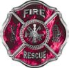 
	Traditional Fire Rescue Fire Fighter Maltese Cross Sticker / Decal in Pink Inferno Flames
