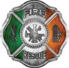 
	Traditional Fire Rescue Fire Fighter Maltese Cross Sticker / Decal with Irish Flag
