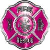 
	Traditional Fire Rescue Fire Fighter Maltese Cross Sticker / Decal in Pink
