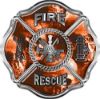 
	Traditional Fire Rescue Fire Fighter Maltese Cross Sticker / Decal with Orange Evil Skulls
