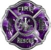 
	Traditional Fire Rescue Fire Fighter Maltese Cross Sticker / Decal with Purple Evil Skulls
