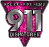 
	911 Emergency Dispatcher Police Fire EMS Decal in Pink Inferno