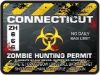 Zombie Hunting Permit Decal Danger Zone Style for Connecticut