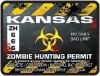 Zombie Hunting Permit Decal Danger Zone Style for Kansas