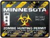 Zombie Hunting Permit Decal Danger Zone Style for Minnesota