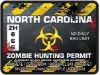 Zombie Hunting Permit Decal Danger Zone Style for North Carolina