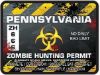 Zombie Hunting Permit Decal Danger Zone Style for Pennsylvania