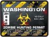 Zombie Hunting Permit Decal Danger Zone Style for Washington