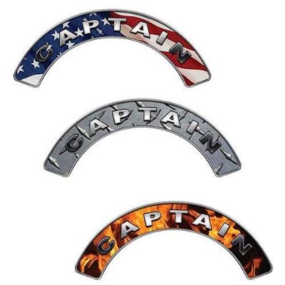 FIRE CAPTAIN  Highly REFLECTIVE Fire Helmet Crescent decals A PAIR!