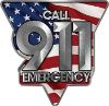 
	Call 911 Emergency Police EMS Fire Decal with American Flag