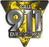 
	Call 911 Emergency Police EMS Fire Decal in Yellow Inferno Flames