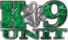 
	K-9 Unit Law Enforcement Police Dog Paw Decal in Green Camouflage
