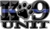 
	K-9 Unit Law Enforcement Police Dog Paw Decal with Thin Blue Line
