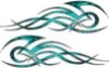 Tribal Flame Decals for Motorcycle Tanks, Cars and Trucks in Teal Inferno Flames