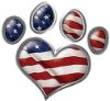 
	Dog Cat Animal Paw Heart Sticker Decal in American Flag
