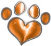 
	Dog Cat Animal Paw Heart Sticker Decal in Orange
