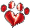 
	Dog Cat Animal Paw Heart Sticker Decal in Red
